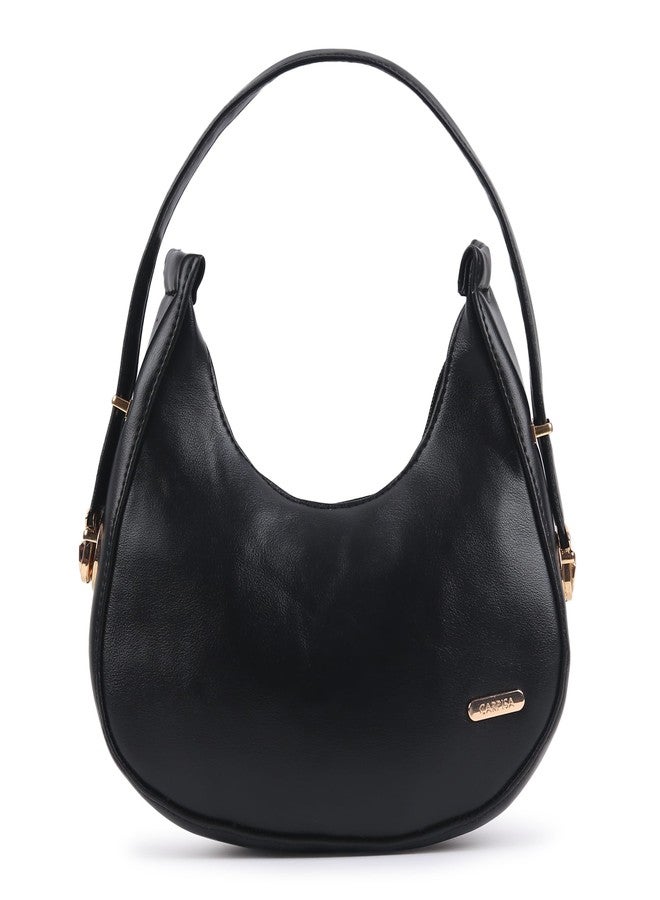 Dcozi Women PU Hobo Handbag Shoulder Sling Bag/Crossbody Bag Half Moon Shape - SB05 (Black) - Image 3